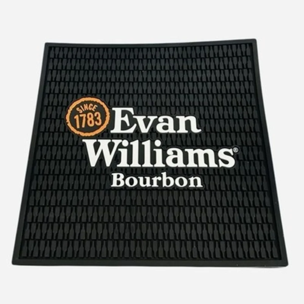 Evan Williams Bourbon Whiskey Black Rubber Bar Mat Wine Rail Runner 14